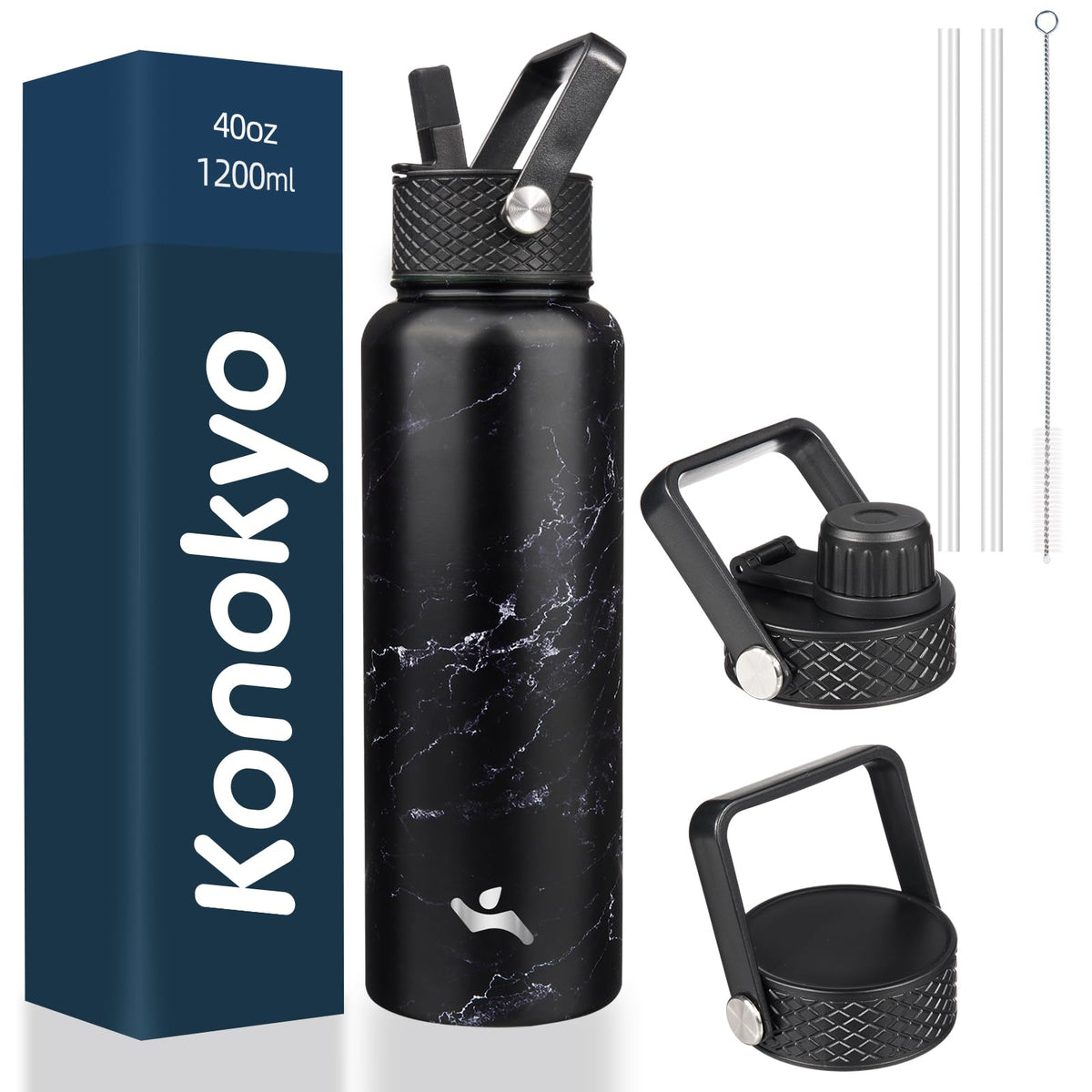 Konokyo 22 oz Insulated Stainless Steel Water Bottle with Straw Lid