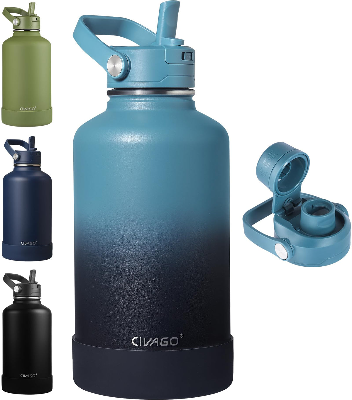 CIVAGO 24 oz Insulated Stainless Steel Water Bottle with Removable Straw