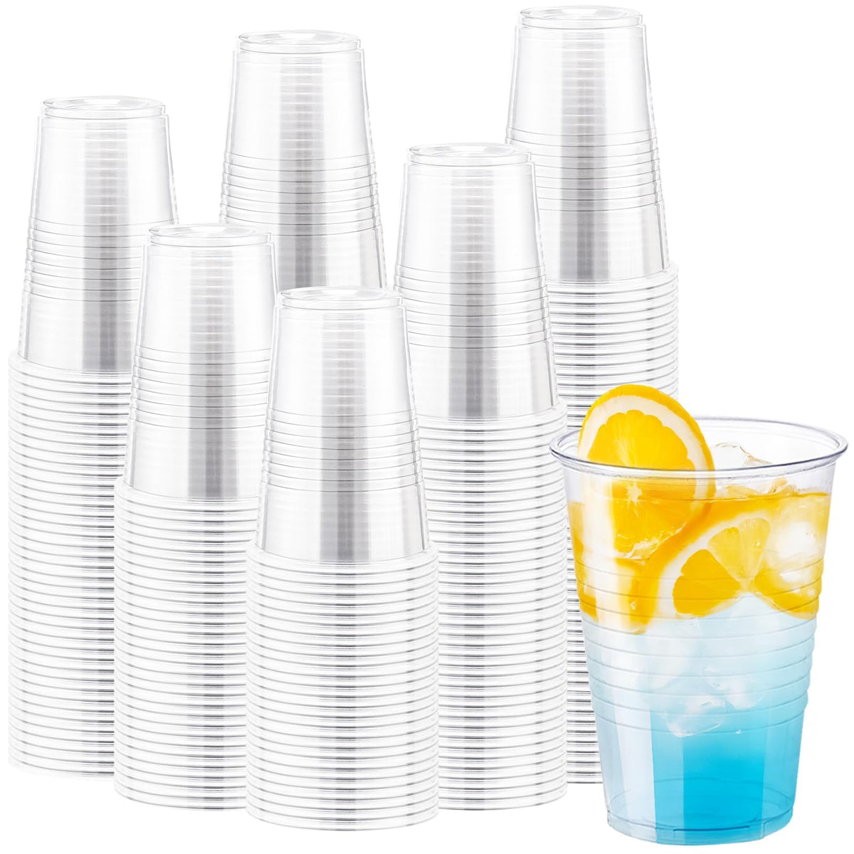 Lamosi 300 Pack 12 oz Clear Plastic Cups, Disposable Cold Drinking Cups