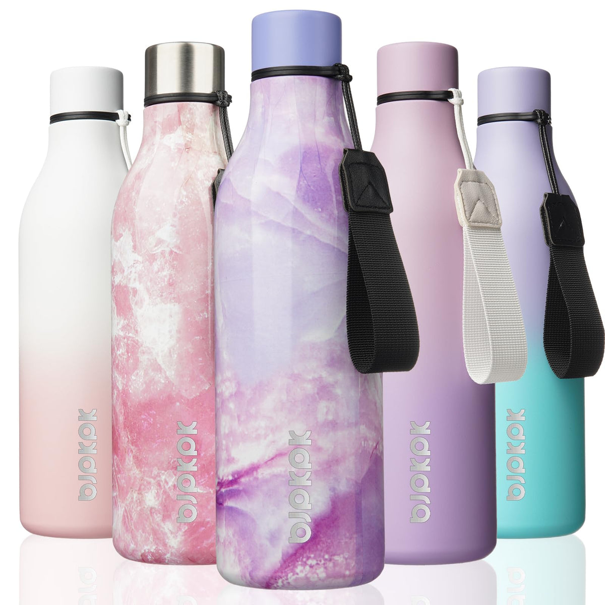 BJPKPK 18oz Insulated Water Bottle, Stainless Steel Bottle with Carry Strap
