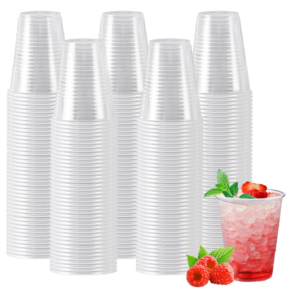 Clawsoff 500 Pack 9 oz Clear Plastic Cups Disposable Clear Water Cups
