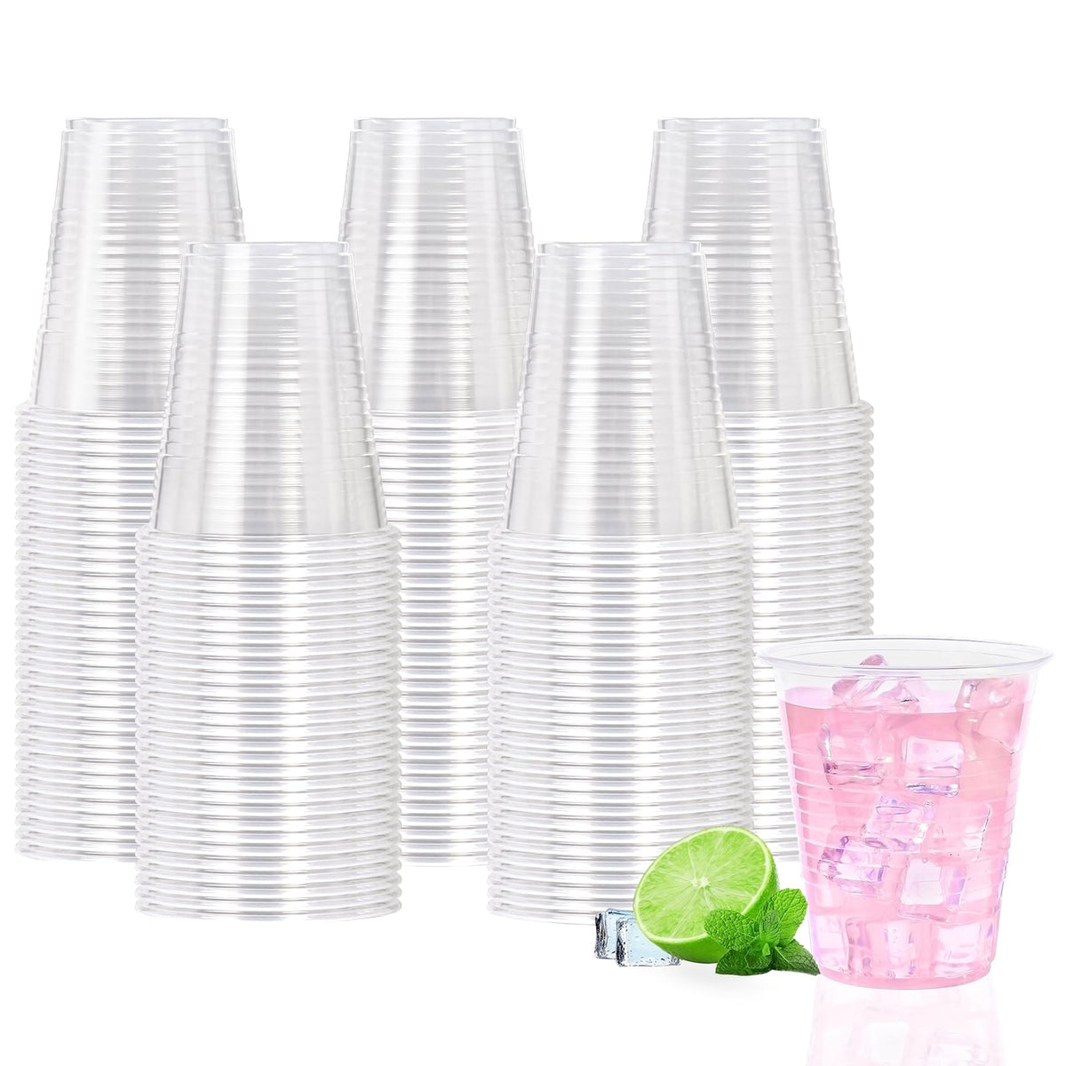BYSNOW 500 Pack 7 oz Clear Plastic Cups, Disposable Plastic Water Cups