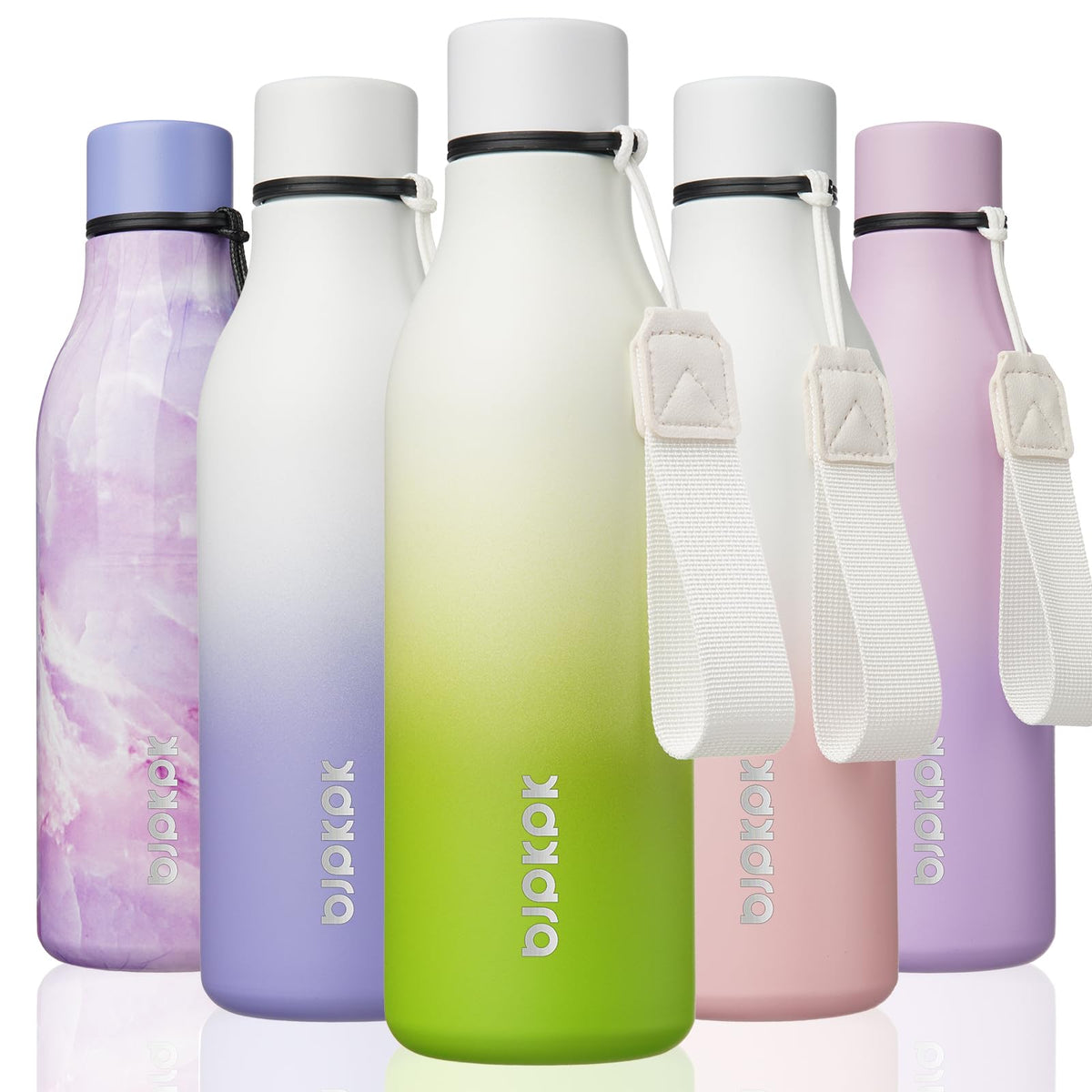 BJPKPK 18oz Insulated Water Bottle, Stainless Steel Bottle with Carry Strap