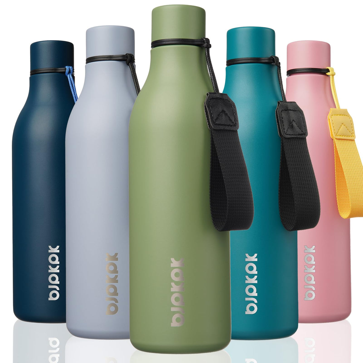BJPKPK 18oz Insulated Water Bottle, Stainless Steel Bottle with Carry Strap
