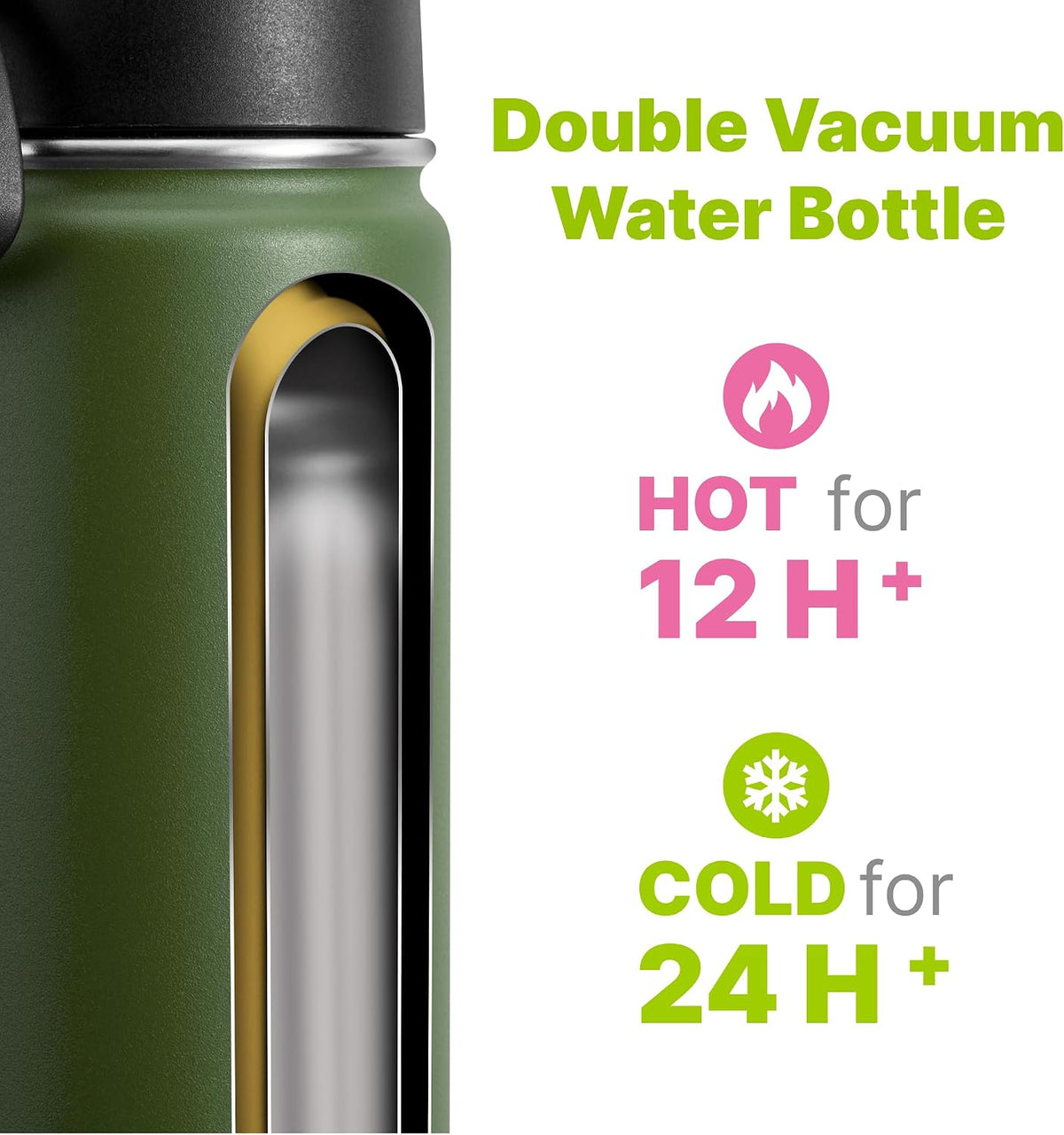 Stainless Steel Water Bottle 16 oz, Grass Green