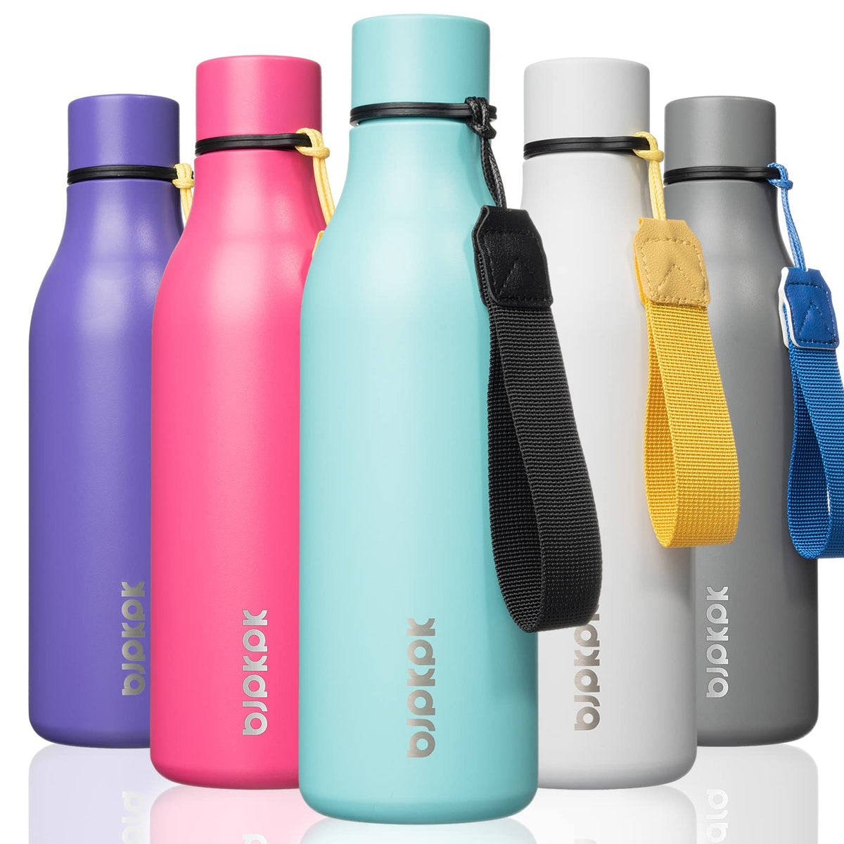 BJPKPK 18oz Insulated Water Bottle, Stainless Steel Bottle with Carry Strap