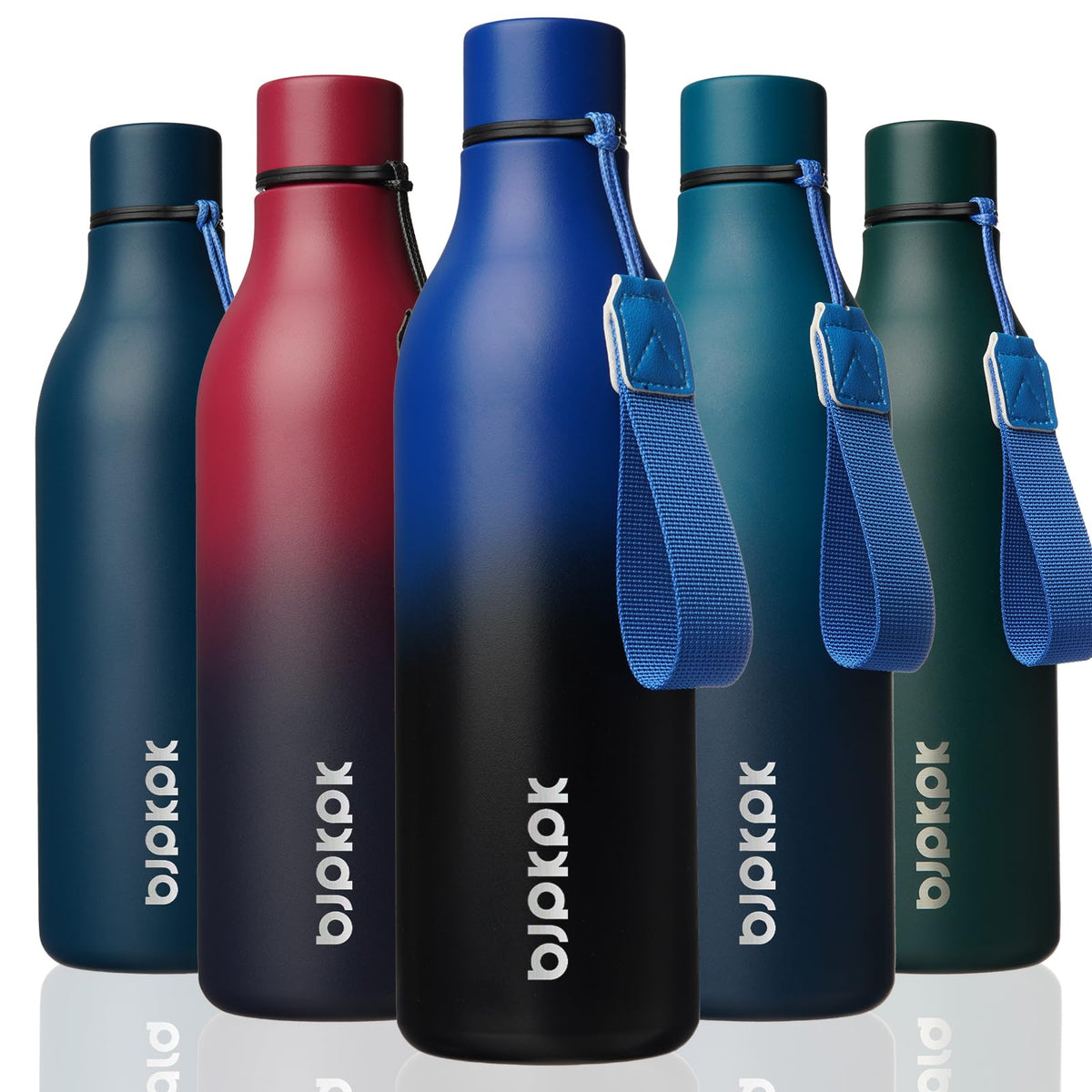 BJPKPK 18oz Insulated Water Bottle, Stainless Steel Bottle with Carry Strap