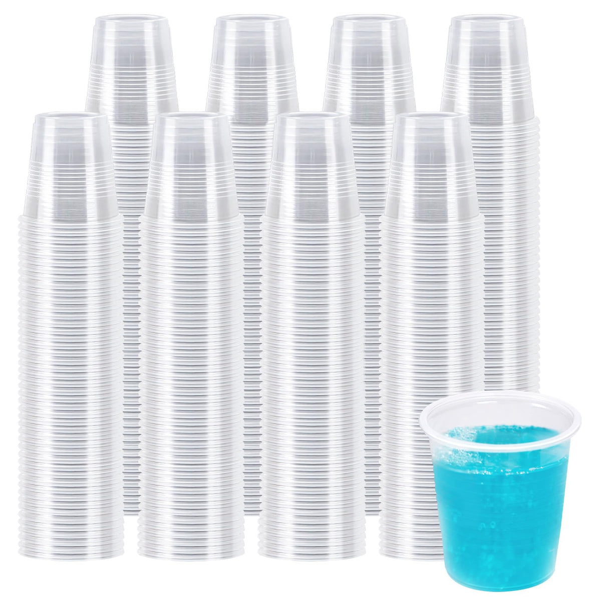 600 Pack 7 oz Plastic Cups, Rimmed Disposable Cold Cups