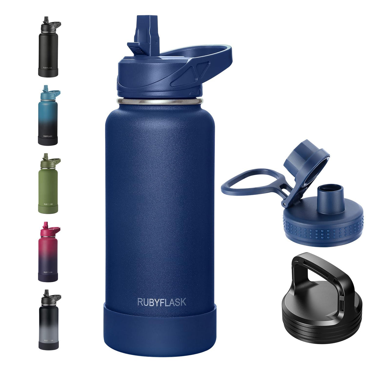 RUBYFLASK 32 oz Insulated Stainless Steel Water Bottle with Straw