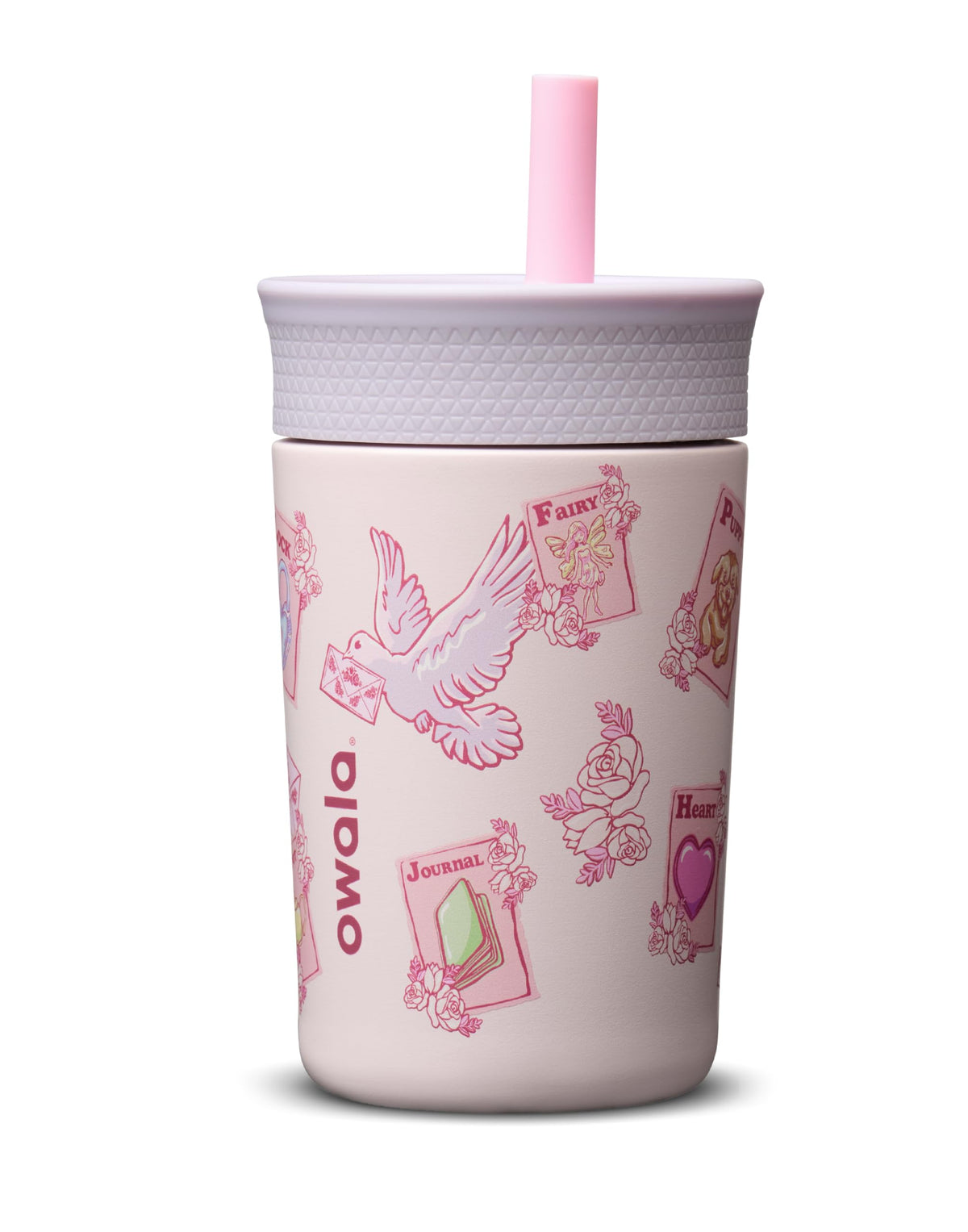Owala Tumbler Kids Stainless Steel Water Bottle 12 oz Lilac Rocket