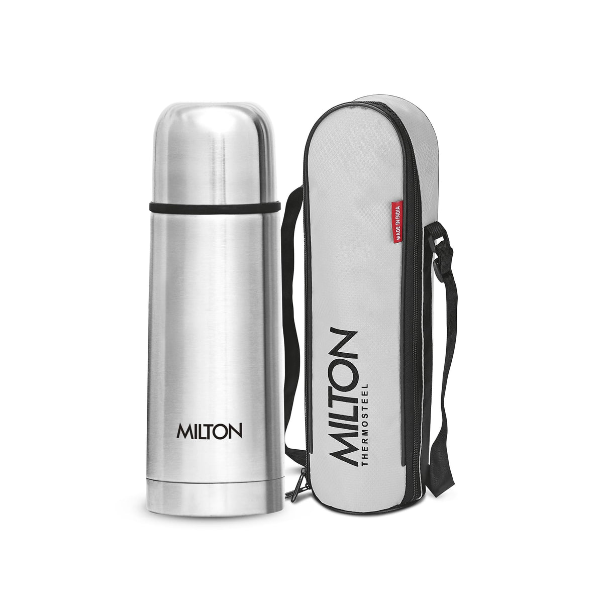 Milton Flask 34 oz Insulated Water Bottle with Cover, Flip Lid, Thermosteel