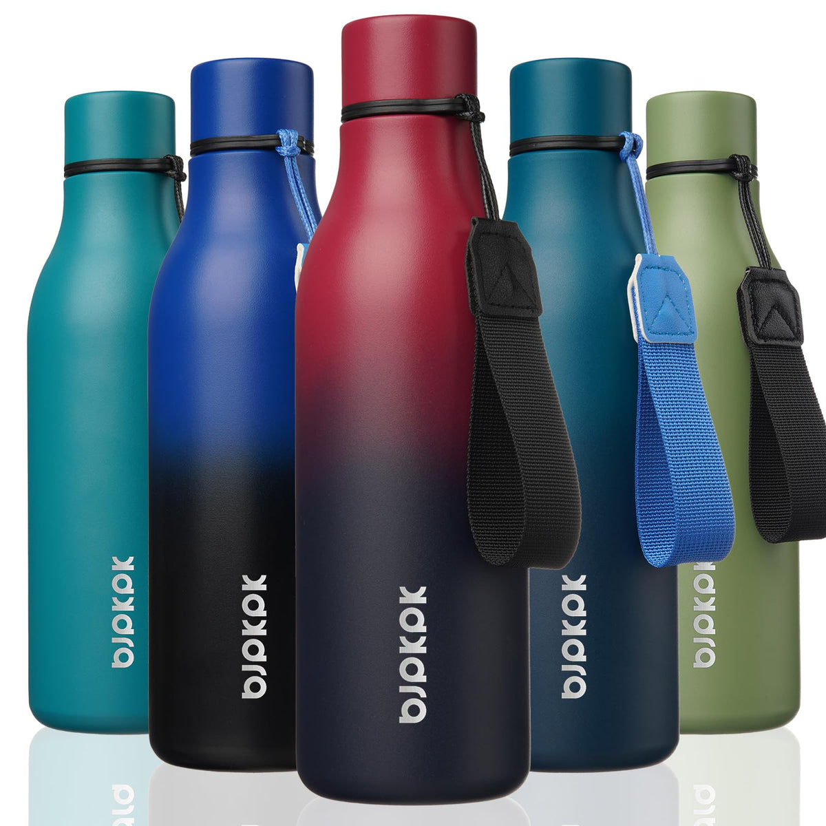 BJPKPK 18oz Insulated Water Bottle, Stainless Steel Bottle with Carry Strap