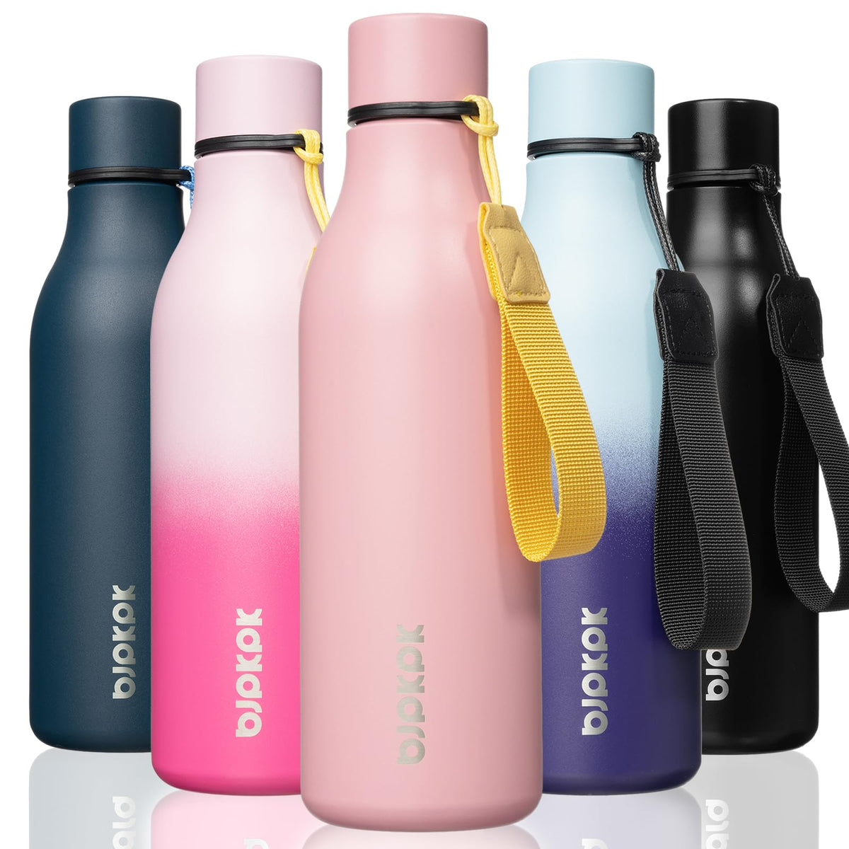 BJPKPK 18oz Insulated Water Bottle, Stainless Steel Bottle with Carry Strap