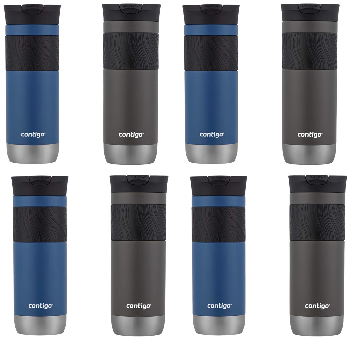 Contigo Byron Vacuum-Insulated Stainless Steel Travel Mug with Leak-Proof Lid, Reusable Coffee Cup or Water Bottle, BPA-Free, 20oz 2-Pack in Sake & Blue Corn Perfect for Hot and Cold Beverages