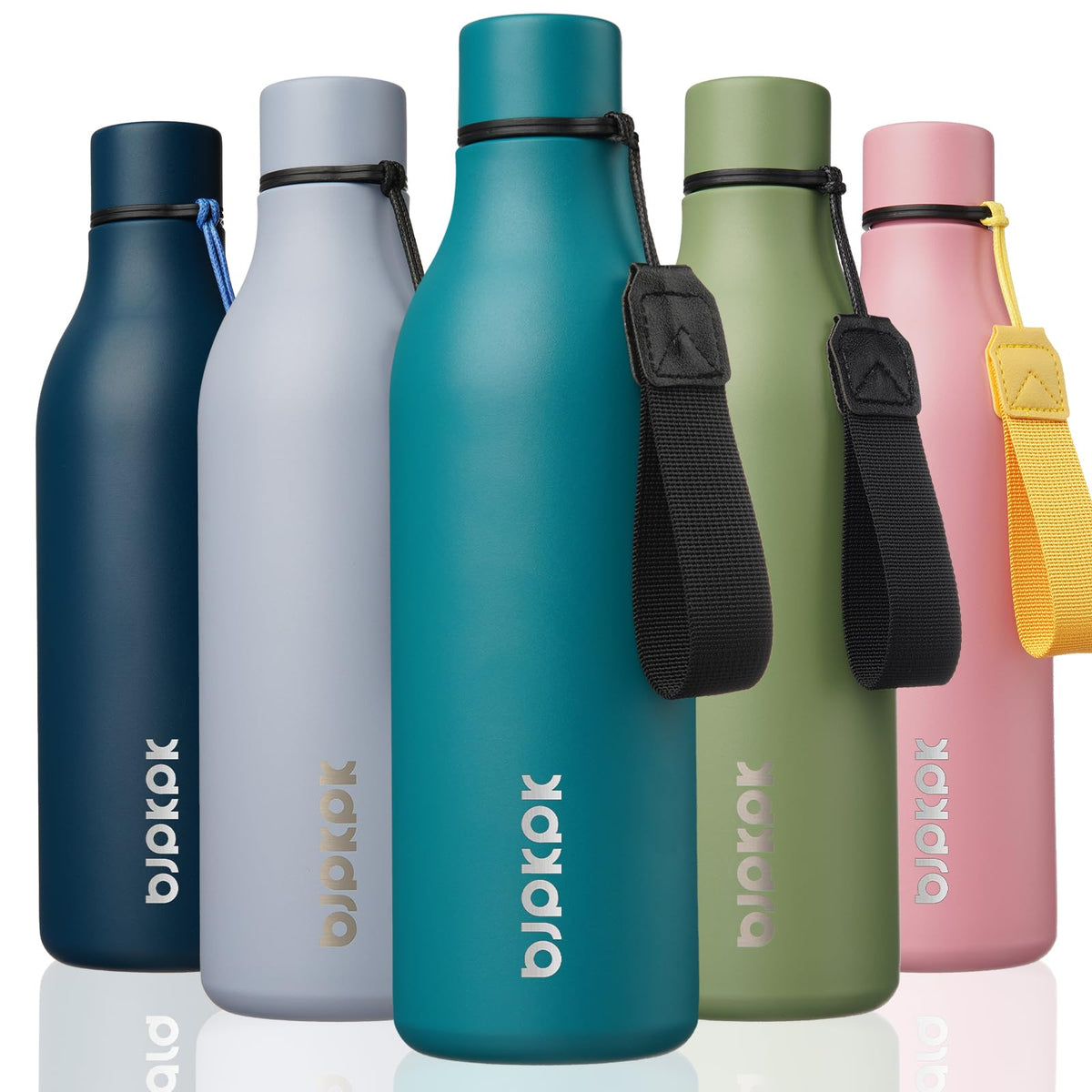BJPKPK 18oz Insulated Water Bottle, Stainless Steel Bottle with Carry Strap