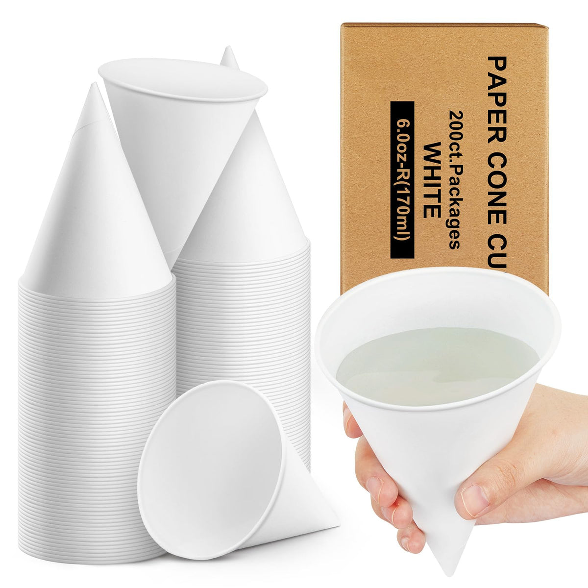 Roshtia Paper Cone Water Cups for Water Cooler Dispenser, 4 oz