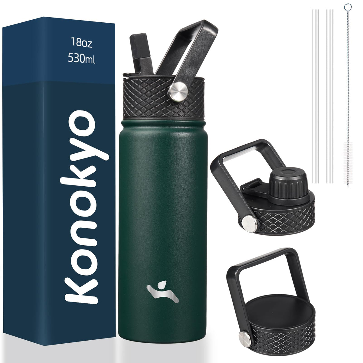 Konokyo 22 oz Insulated Stainless Steel Water Bottle with Straw Lid