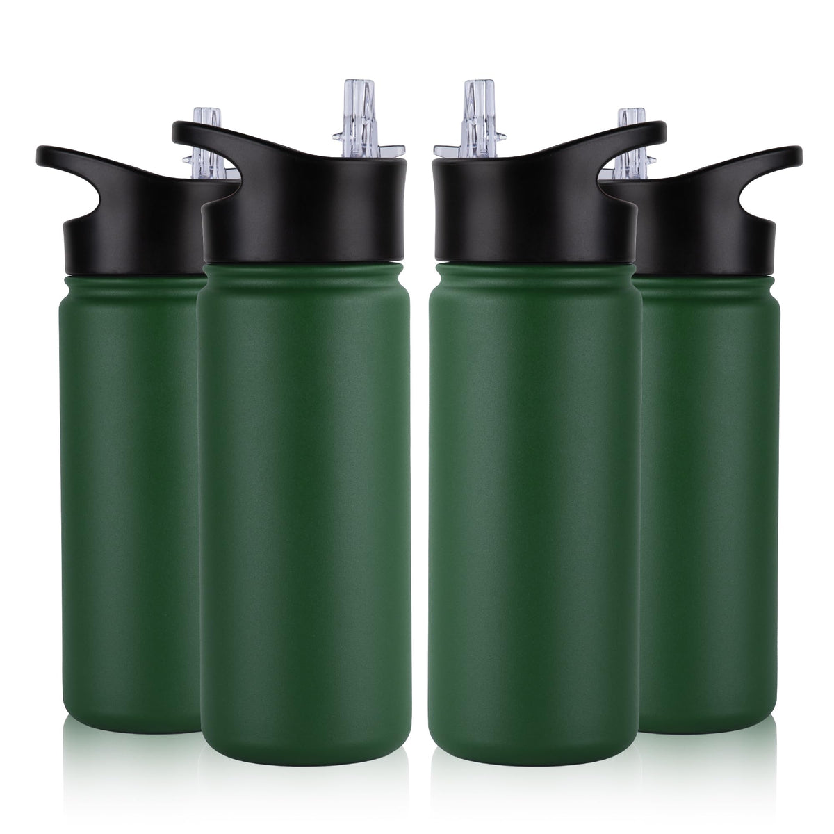 40 oz Insulated Water Bottle with Straw, Stainless Steel Sports Water Bottles with 2 Lids (Straw and Wide Mouth lid), Double Wall Vacuum, Leakproof, BPA-Free, Black