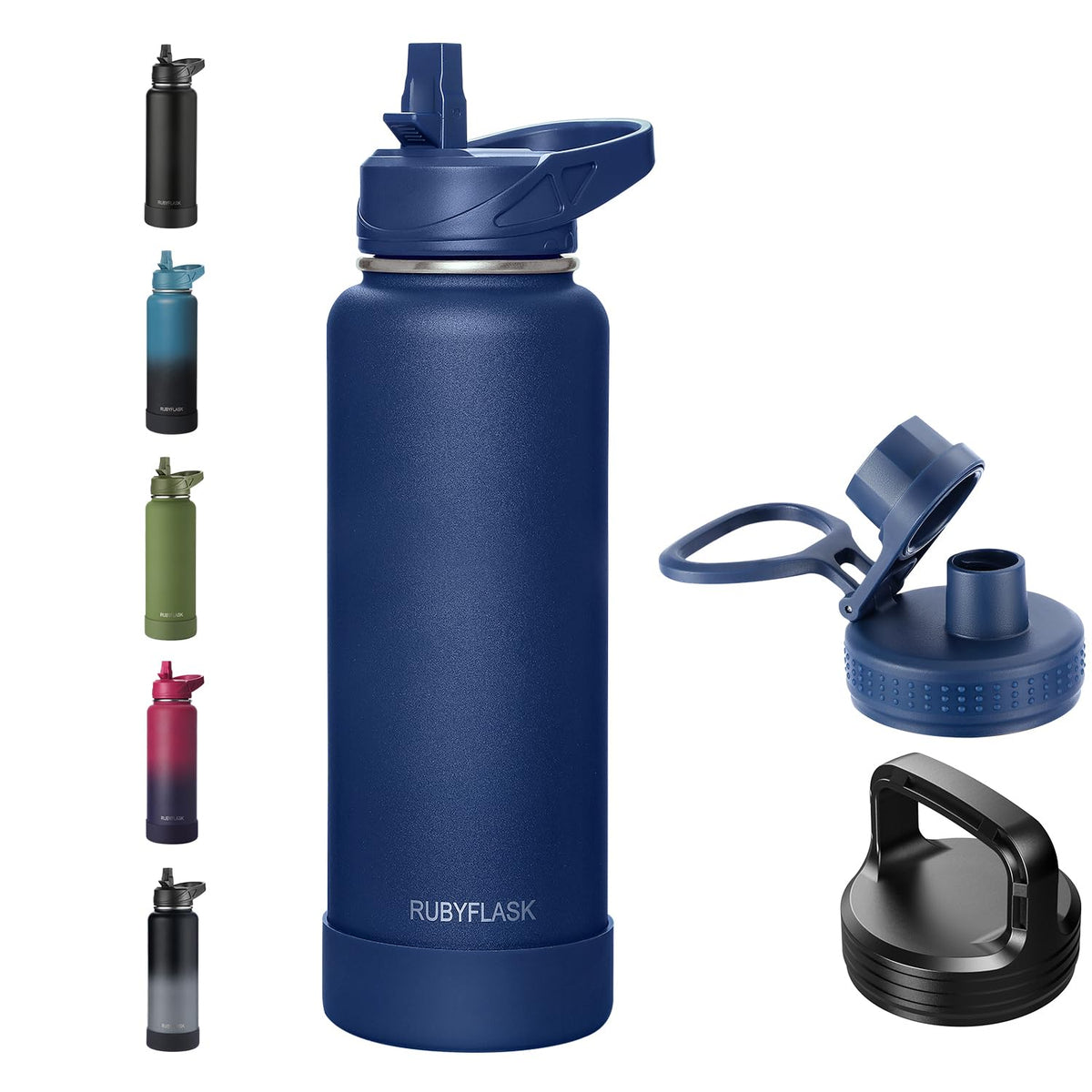 RUBYFLASK 32 oz Insulated Stainless Steel Water Bottle with Straw