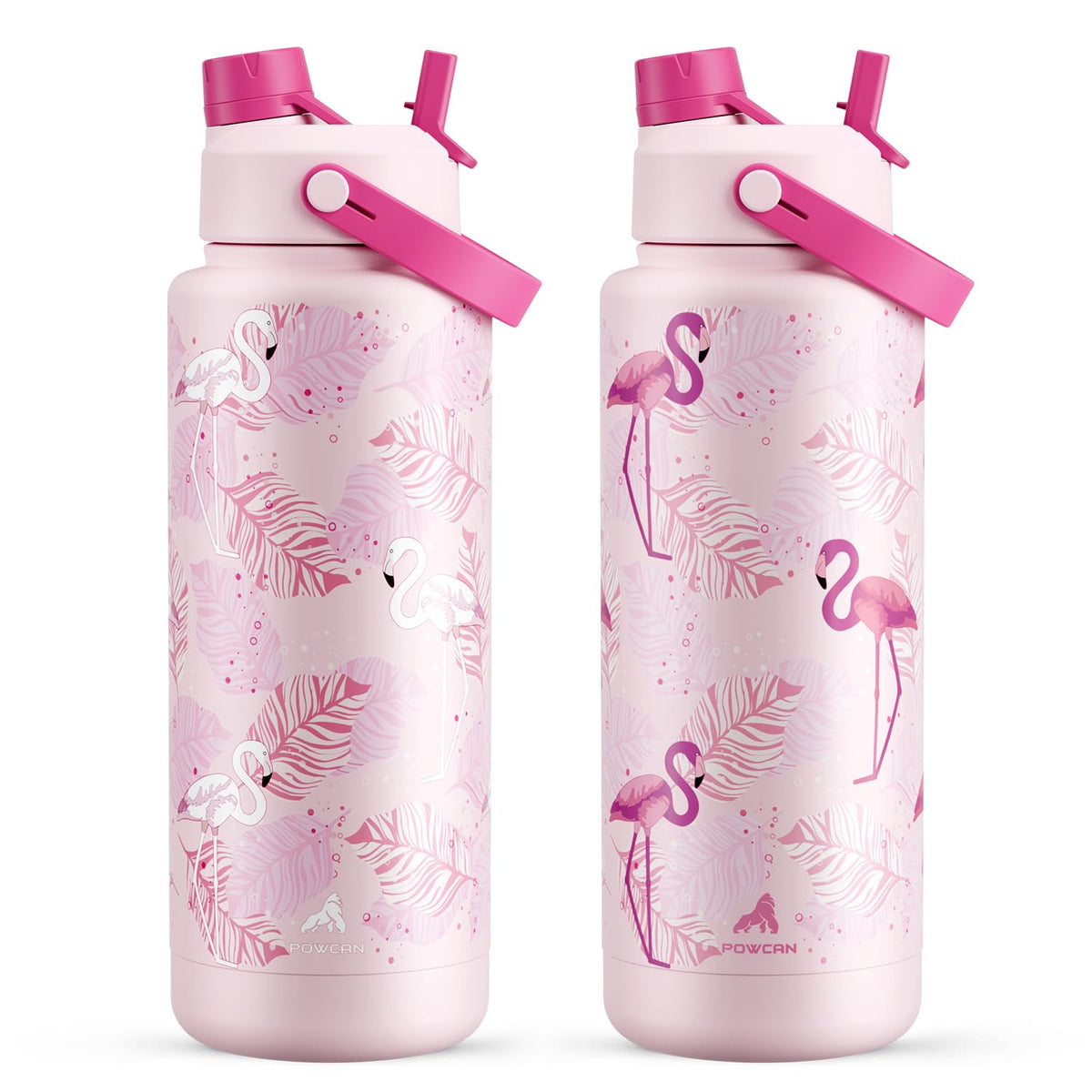 POWCAN 26 oz Insulated Water Bottle with 2-in-1 Straw and Spout Lid, Keep Cold 24H, Leak-Proof, Fits in Car Cup Holder, Stainless Steel Water Bottle for Sports, Travel, and School (Cotton Candy)