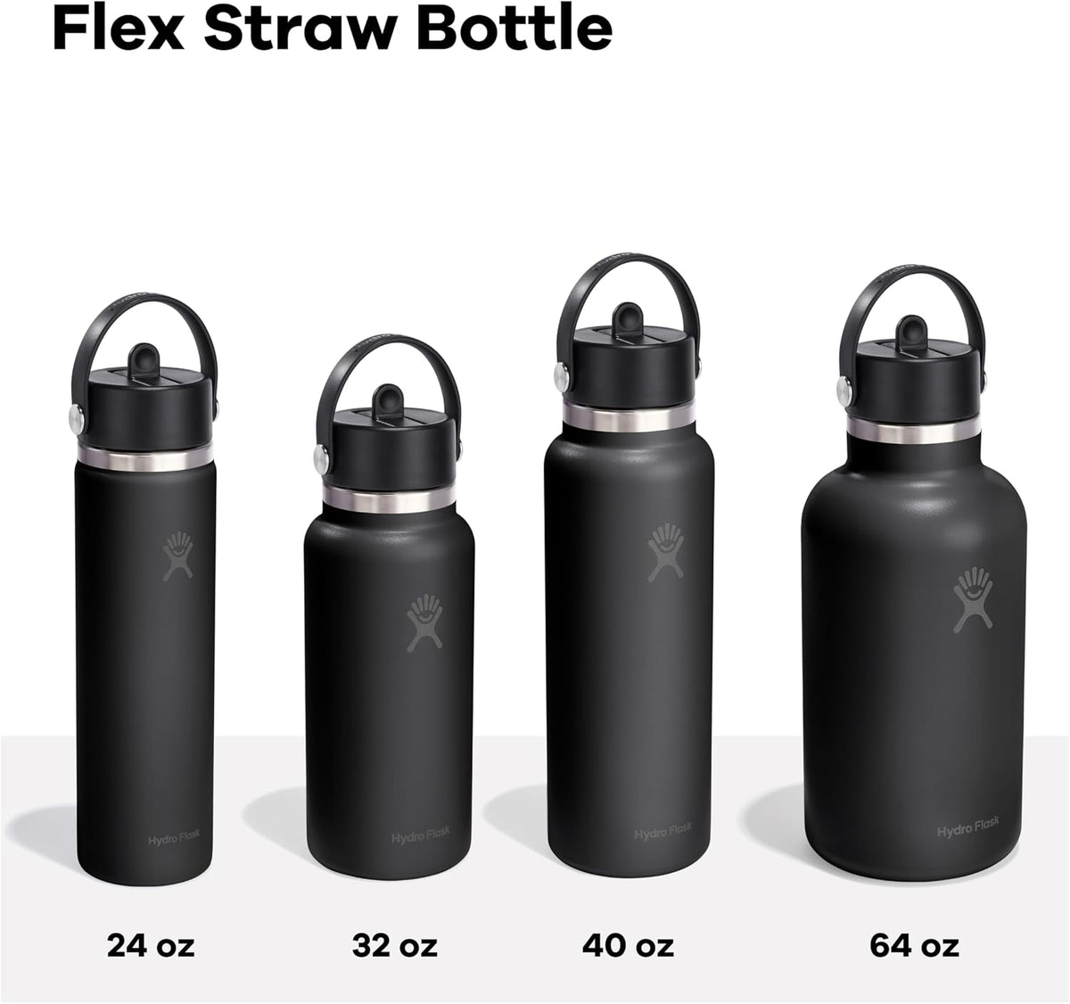 Hydro Flask Water Bottle - Insulated Stainless Steel - Wide Straw Lid, Non Spill, Leakproof in 40 Oz Tonal Black