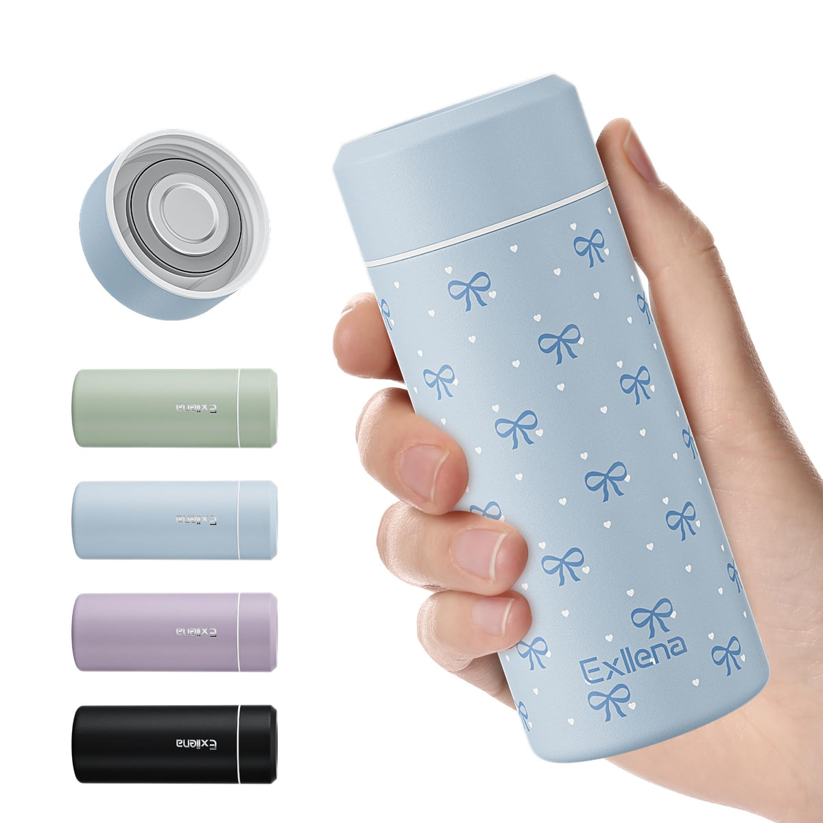 【Upgraded】Exllena Small Insulated Water Bottle 8 oz/250ml– Mini Insulated Water Bottle for Hot & Cold Drinks, Perfect Small Flask for Travel, Purse...(Lake Blue)