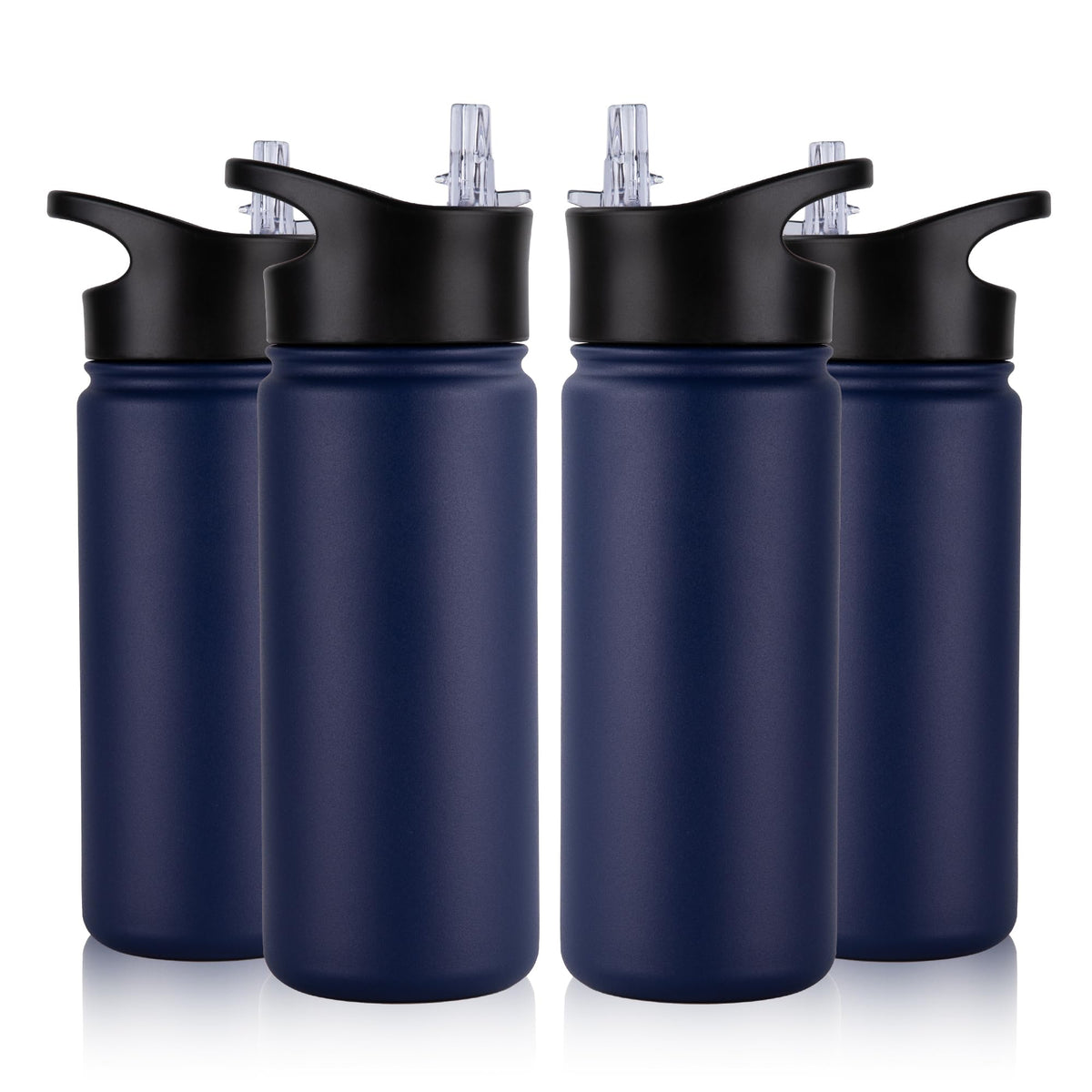 40 oz Insulated Water Bottle with Straw, Stainless Steel Sports Water Bottles with 2 Lids (Straw and Wide Mouth lid), Double Wall Vacuum, Leakproof, BPA-Free, Black