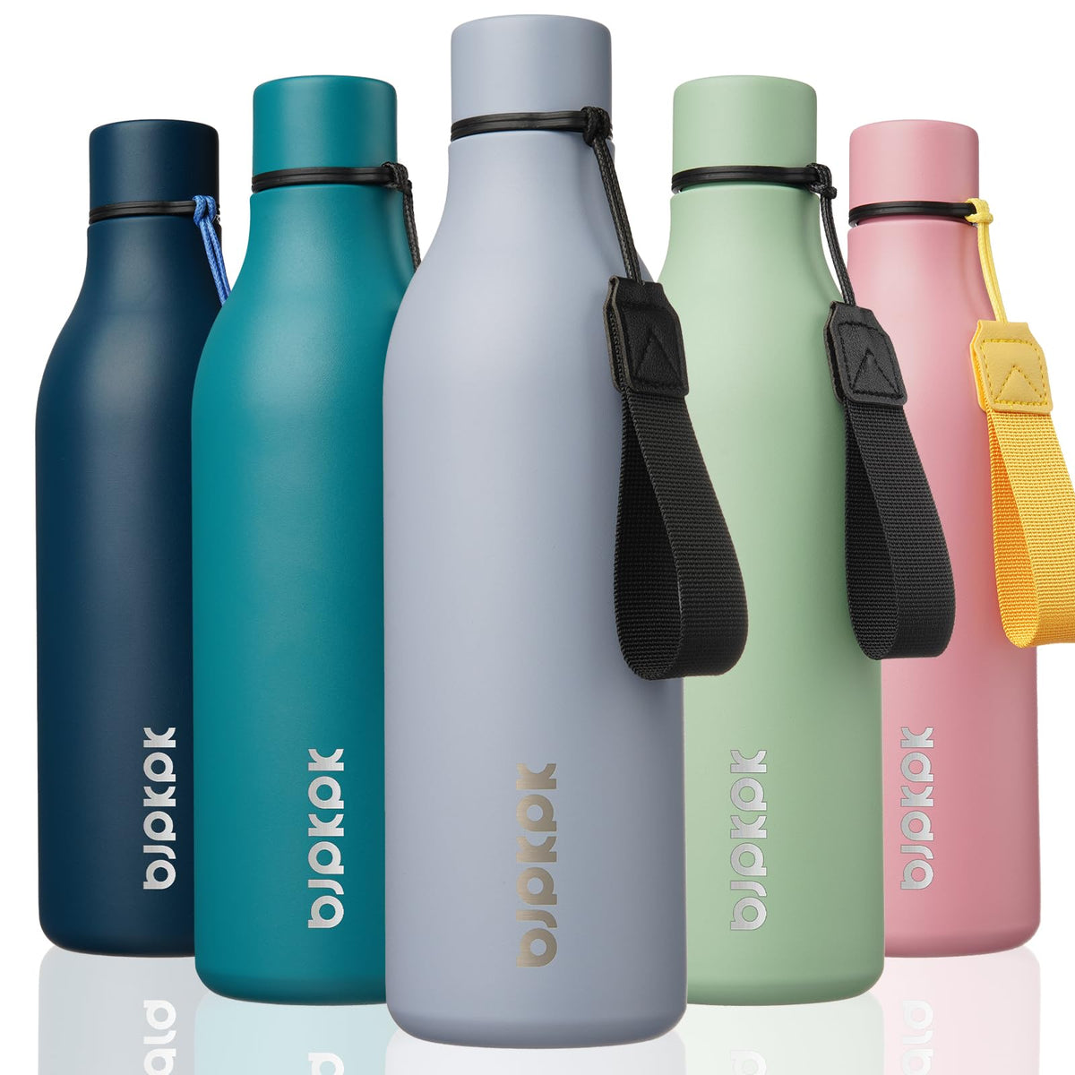 BJPKPK 18oz Insulated Water Bottle, Stainless Steel Bottle with Carry Strap