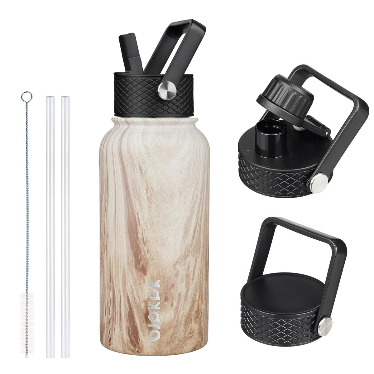 BJPKPK 64oz Insulated Water Bottle, Half Gallon Water Jug with Straw Lid