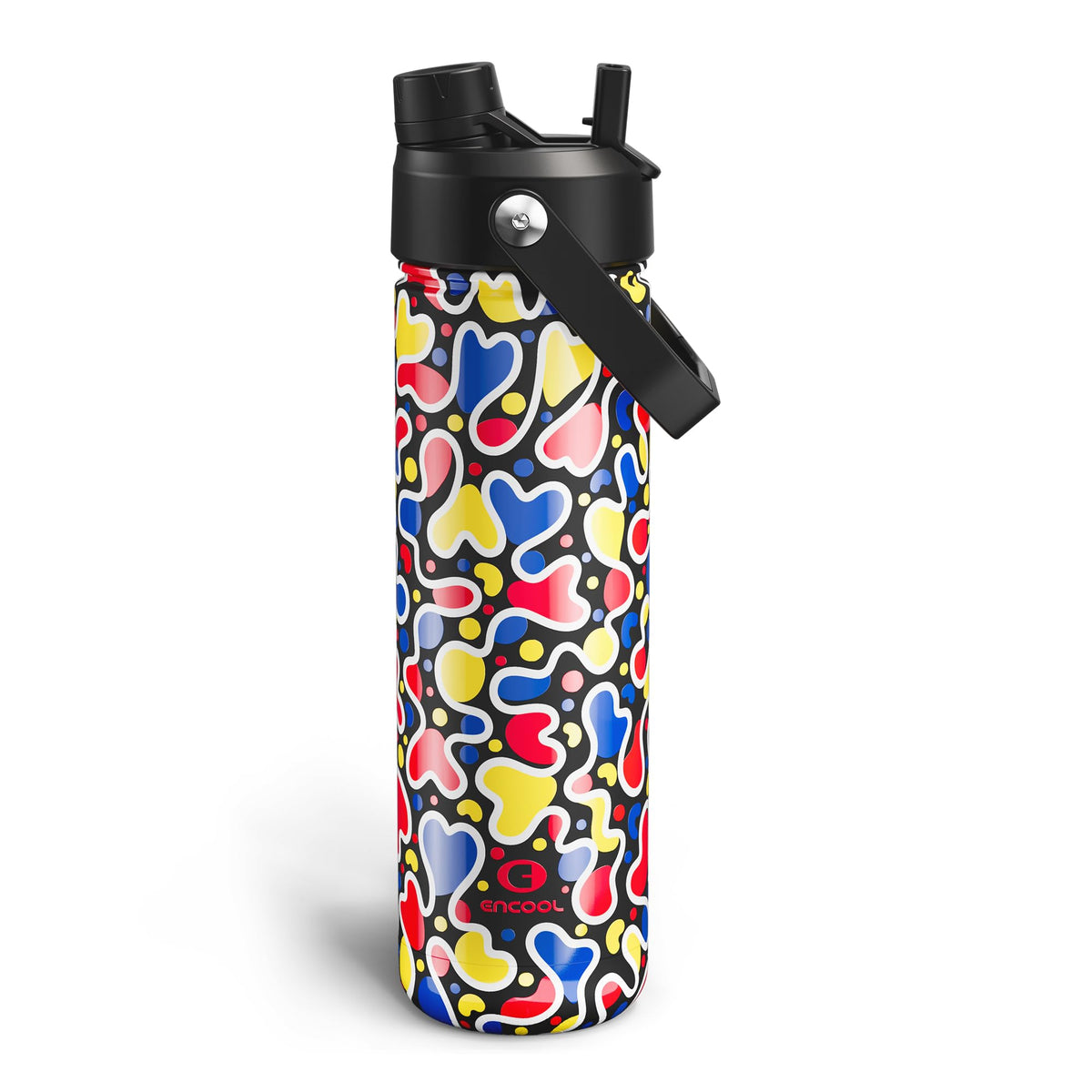 ENCOOL Insulated Water Bottle with Straw Stainless Steel Water Bottle, Leak-Proof, BPA-Free, Double Wall Vacuum Keeps Cold for 24 Hours for Sports, Travel, School (26 oz, Black Night)