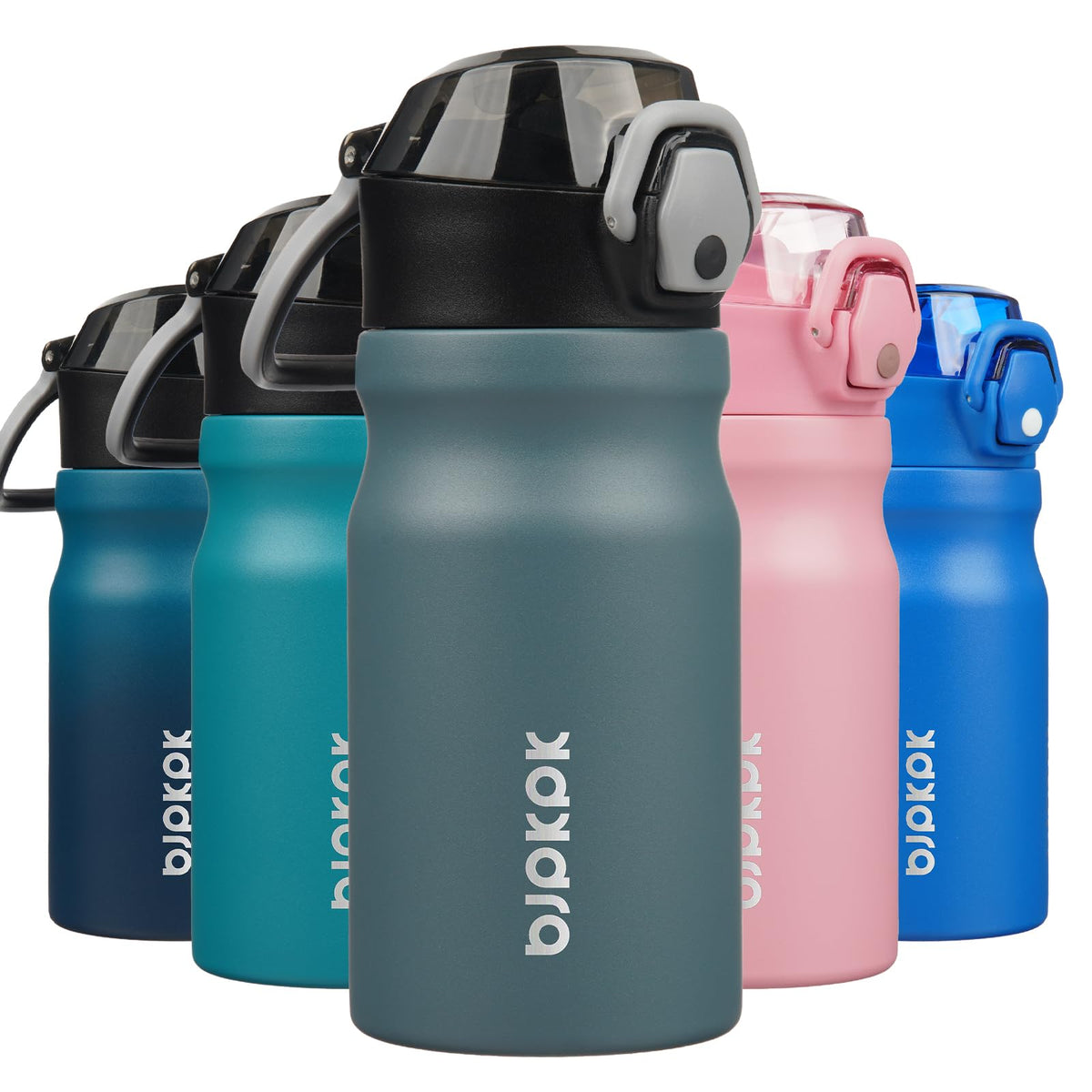 BJPKPK 18 oz Water Bottle with Straw & Handle, Insulated Stainless Flask