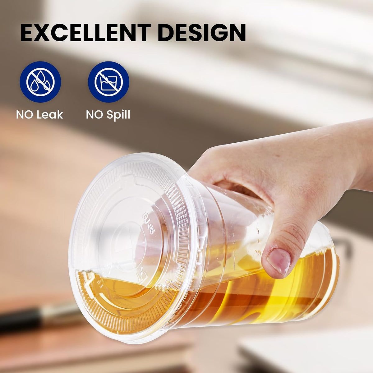 16 Oz 100 Pack Dispoable Cups with Lids and Straws