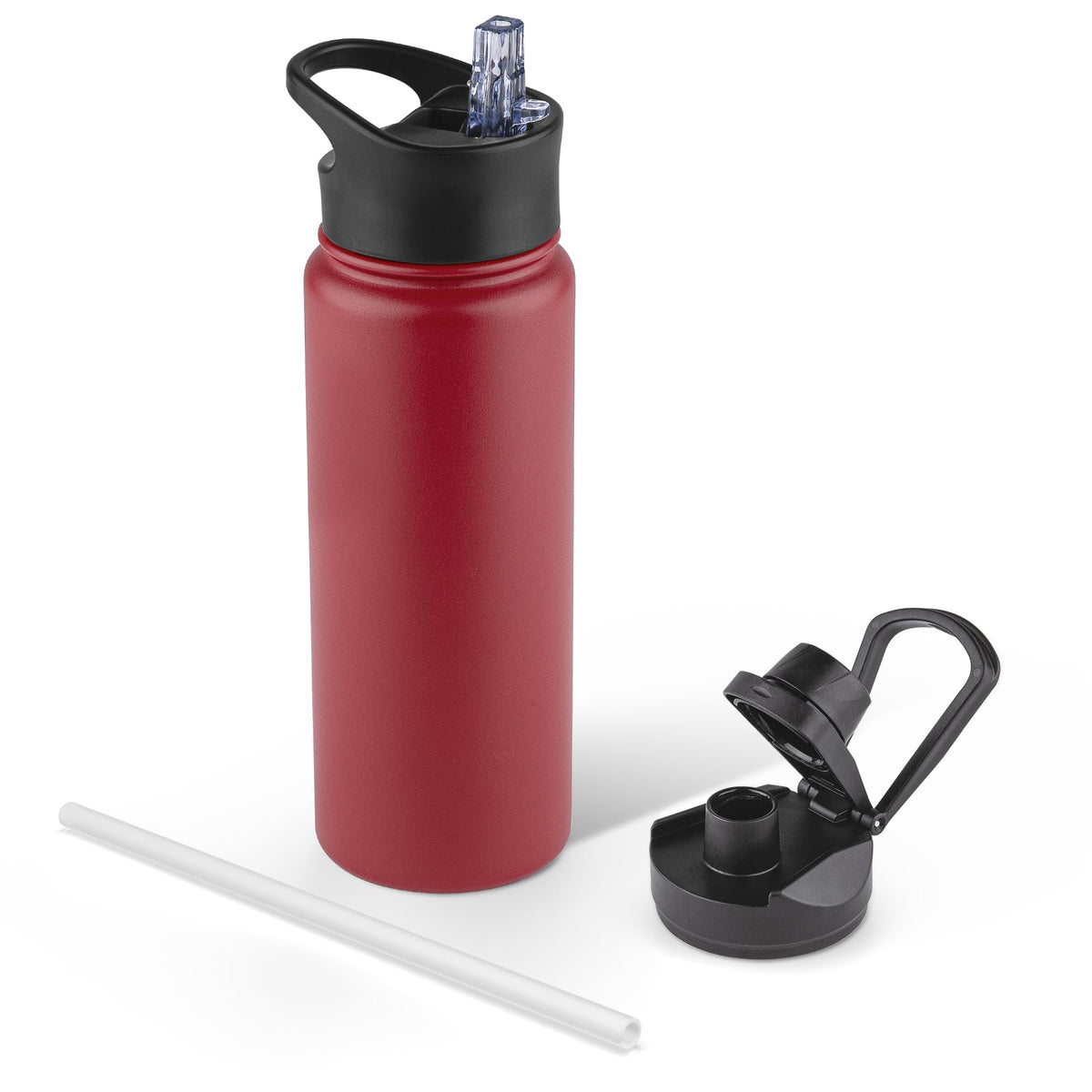 40 oz Insulated Water Bottle with Straw, Stainless Steel Sports Water Bottles with 2 Lids (Straw and Wide Mouth lid), Double Wall Vacuum, Leakproof, BPA-Free, Black