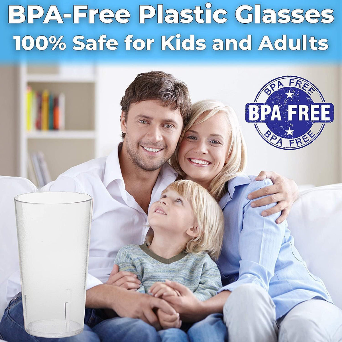Restaurant Grade, BPA-Free 12oz Clear Plastic Cups 12pk. Super Durable, Break Resistant Drinking Glasses for Cafe, Party, Catering. Reusable, Stackable Tumblers with Textured Grip Design