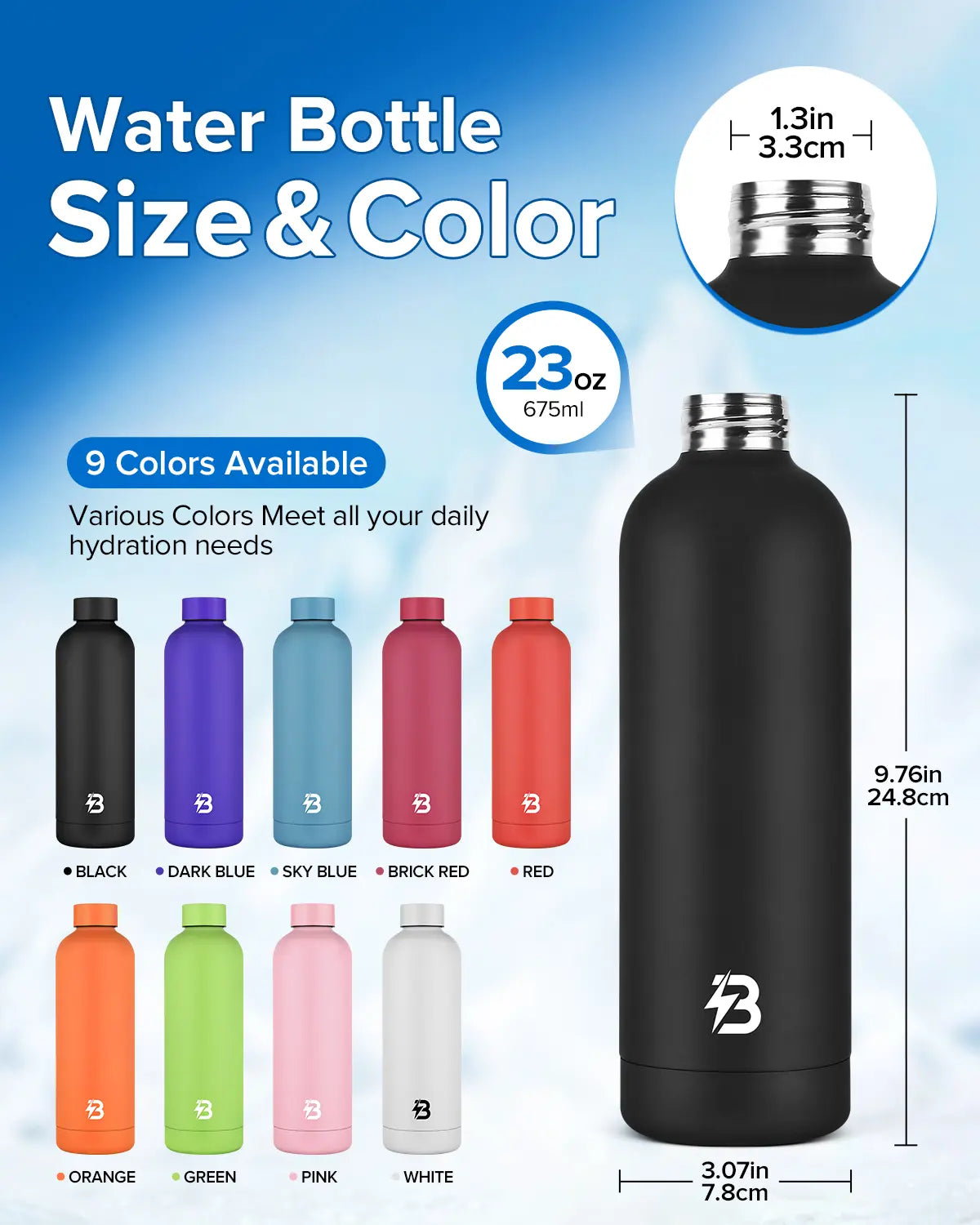 TSAKBAM 23 oz Stainless Steel Vacuum Insulation Flask - Silicone Lid, Leakproof Portable Tumbler, Reusable Drink Container for Sports, Gym Stuff, Double-Wall Keeps Drinks Cozy Longer