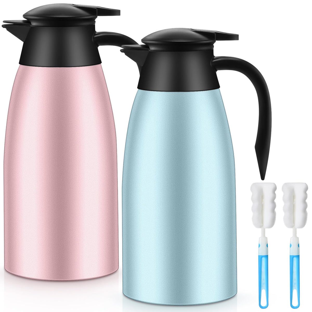 Norme 2 Pcs Thermal Coffee Carafe Creamer, Silver, 68 oz