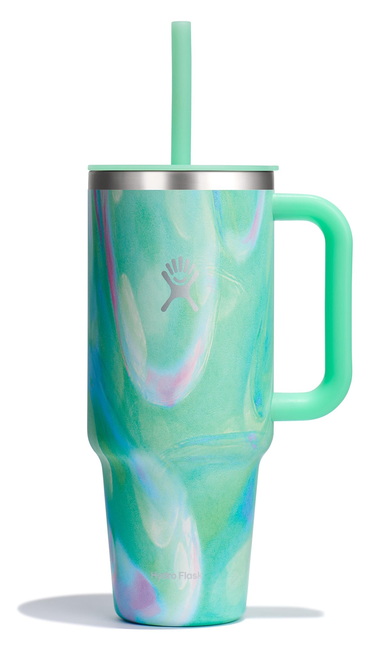Hydro Flask Travel Tumbler with Handle, Lid and Straw - Insulated Stainless Steel in 40 Oz Trillium
