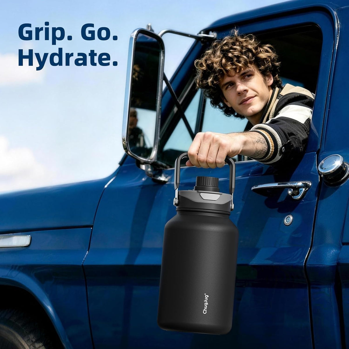 64oz Half Gallon Insulated Water Bottle with 2-in-1 Pop-up Straw & Chug Lid