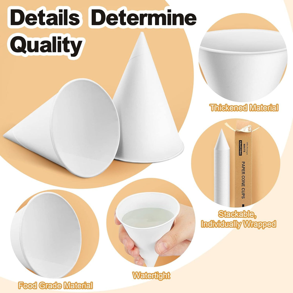 Roshtia Paper Cone Water Cups for Water Cooler Dispenser, 4 oz