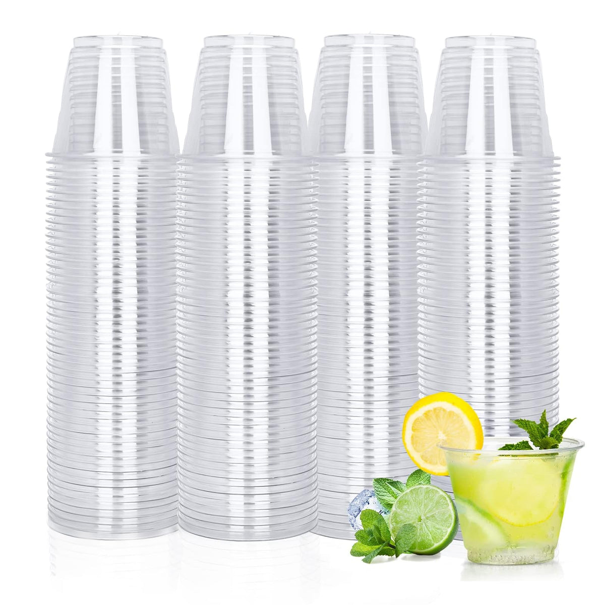 TashiBox 100 Count - 16 Ounce Plastic Cups, Ice Coffee Cups To Go - Crystal Clear PET Party Cups