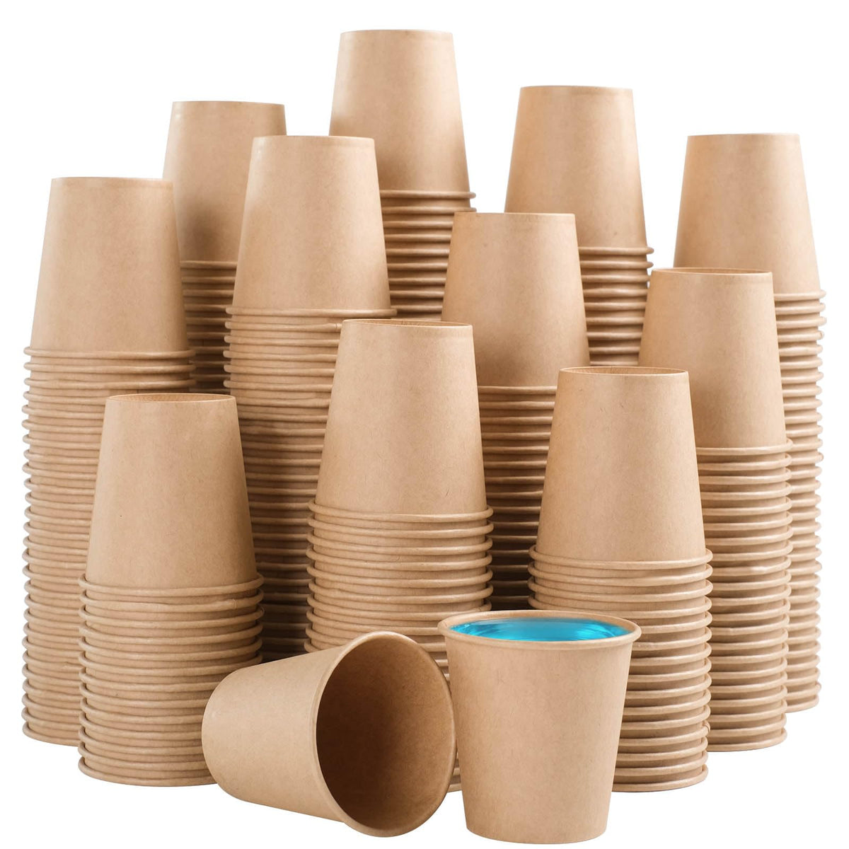 BYSNOW 200 Pack 10 oz Kraft Paper Cups, Disposable Coffee Hot Water Cups