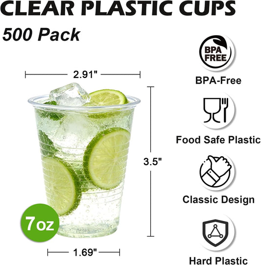 Lamosi 500 Pack 7 oz Plastic Cups, Disposable Clear Water Cups