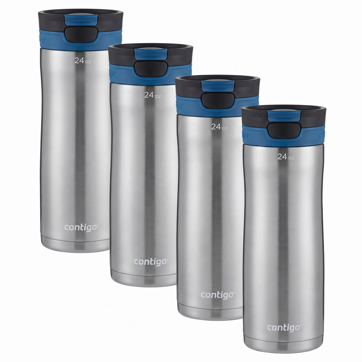 Contigo Cortland Chill 2.0 Blueberry Stainless Steel Water Bottle Vacuum-Insulated Spill-Proof Lid 24oz Ideal for Hot or Cold Drinks Interchangeable Lid Perfect for Kids & Adults