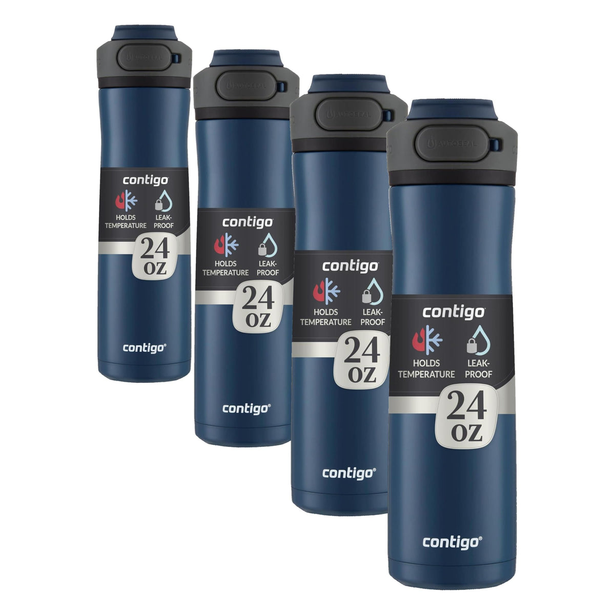 Contigo Cortland Chill 2.0 Blueberry Stainless Steel Water Bottle Vacuum-Insulated Spill-Proof Lid 24oz Ideal for Hot or Cold Drinks Interchangeable Lid Perfect for Kids & Adults