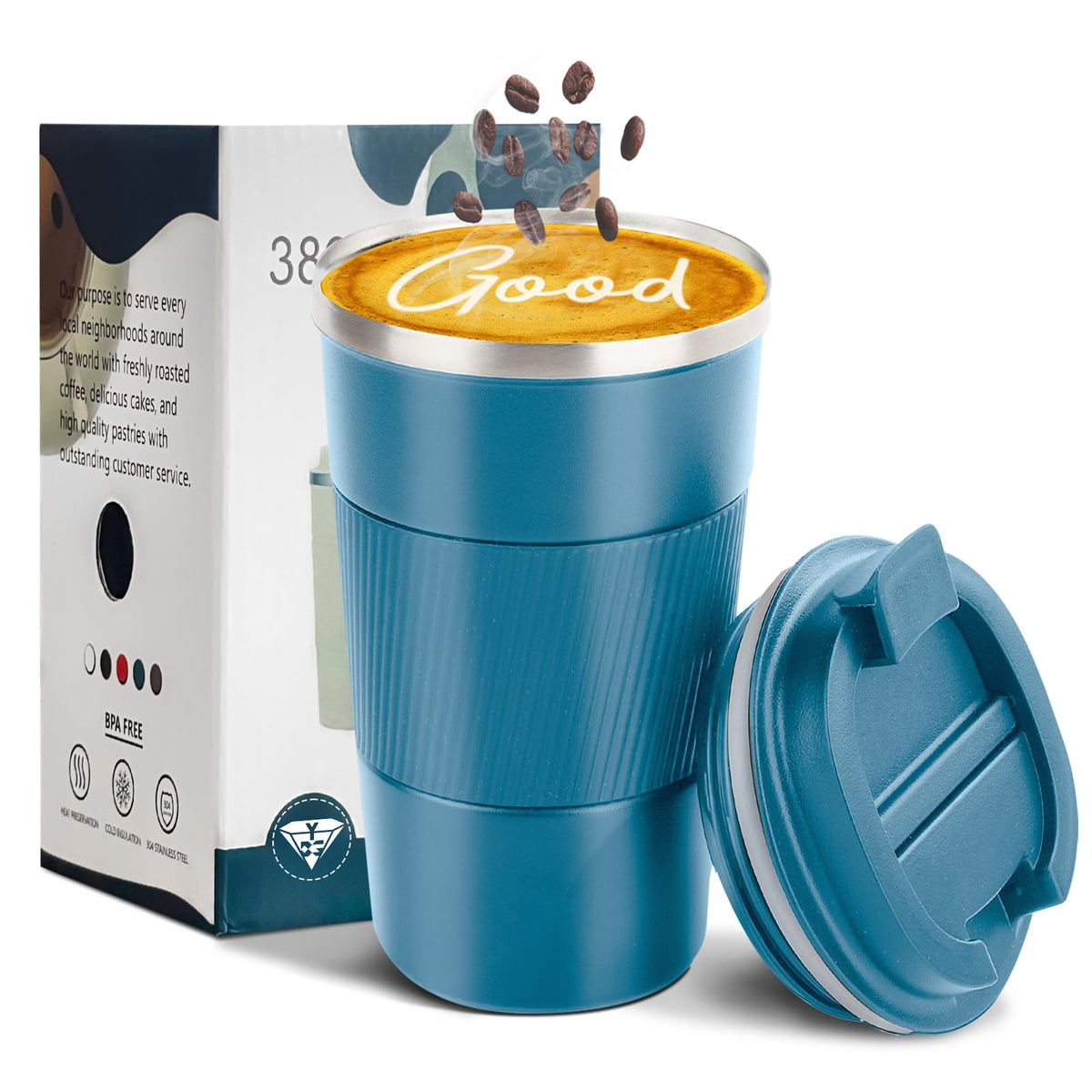 Insulated Travel Coffee Mug, Stainless Steel Coffee Cup with Leakproof Lid