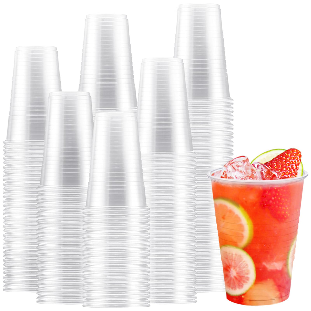 Lamosi 300 Pack 12 oz Clear Plastic Cups, Disposable Cold Drinking Cups