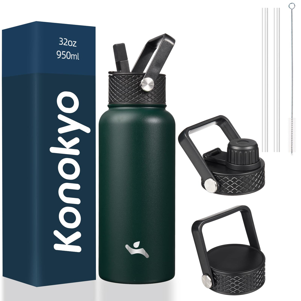 Konokyo 22 oz Insulated Stainless Steel Water Bottle with Straw Lid
