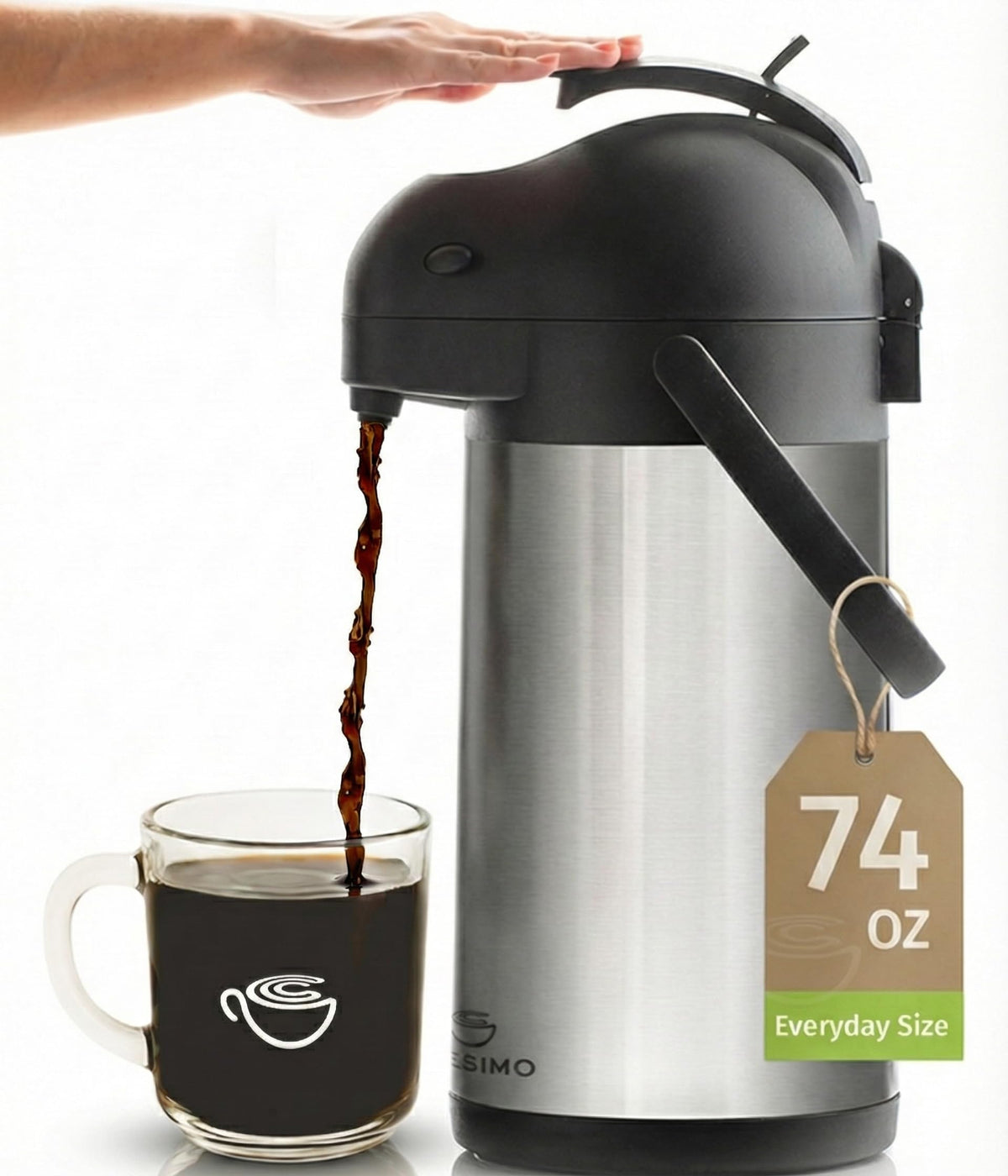 Cresimo Coffee Carafe with Pump 102oz / 3L Airpot Large Hot Water Dispenser