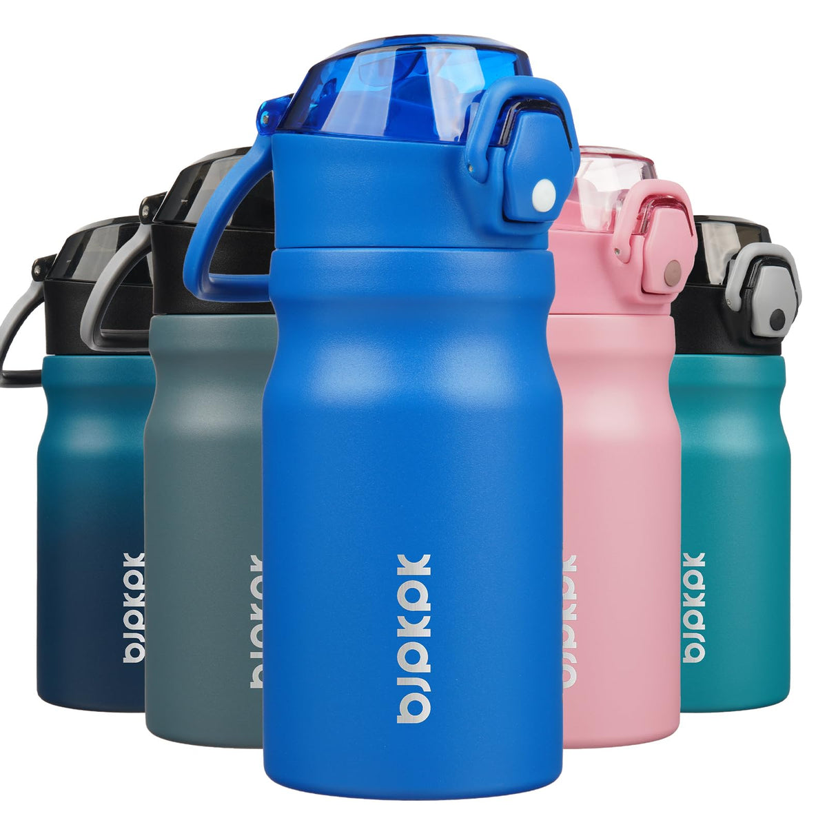 BJPKPK 18 oz Water Bottle with Straw & Handle, Insulated Stainless Flask