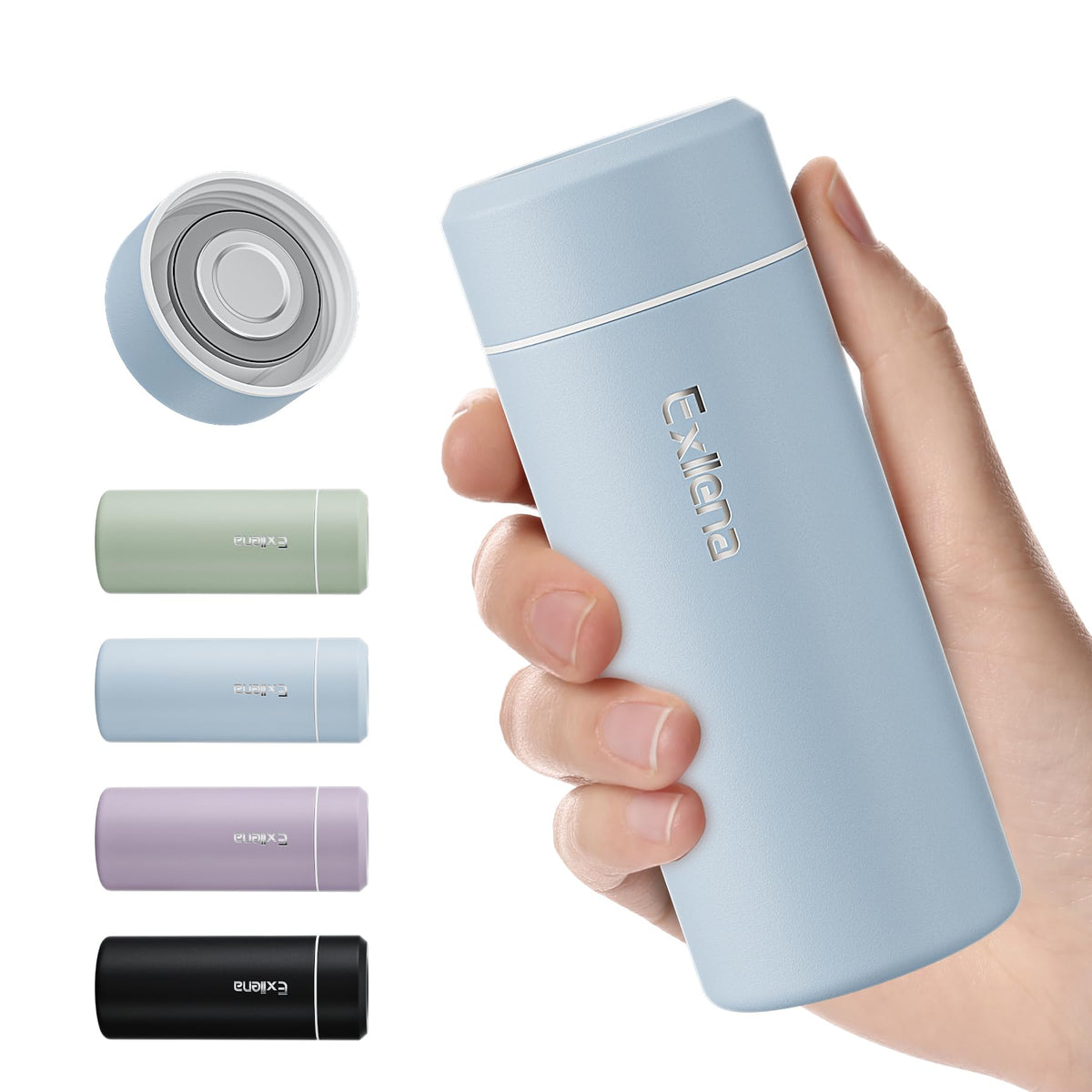 【Upgraded】Exllena Small Insulated Water Bottle 8 oz/250ml– Mini Insulated Water Bottle for Hot & Cold Drinks, Perfect Small Flask for Travel, Purse...(Lake Blue)